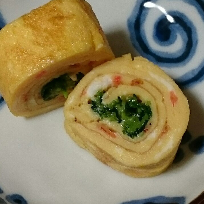 豆苗と干しえびの厚焼き玉子